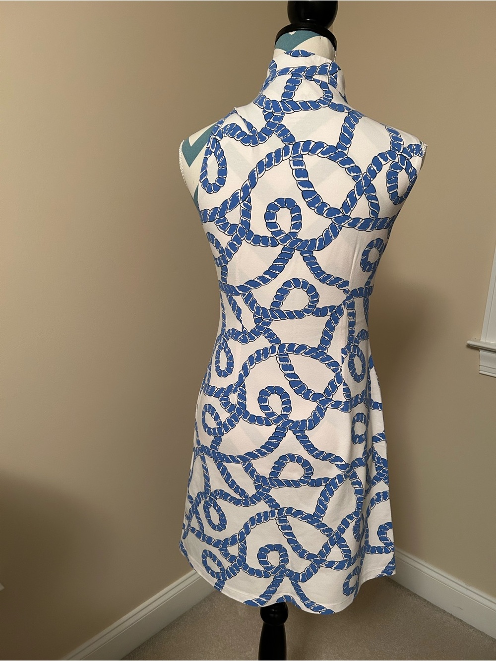 MAHI GOLD White Sleeveless Dress with Blue Rope Motif - Picture 3 of 3